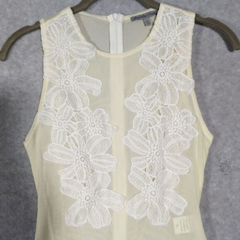 VTG Charlotte Russe Sheer White Bodysuit Floral Appliques S Y2k Wimsy Coquette